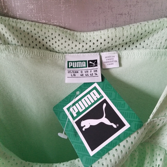 new Puma Sporty Chic Mint Green Cold Shoulder Top - Picture 5 of 8